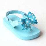 L'Amour Girls Blue Polka Dot Bow Flip Flops