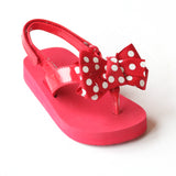 L'Amour Girls Red Polka Dot Bow Flip Flops