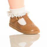 Baby Girls White Cotton Crochet Trim Stripe Socks - Babychelle.com