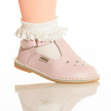 Baby Girls White Cotton Crochet Trim Stripe Socks - Babychelle.com