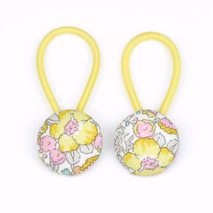 Peony Liberty of London Set of Button Hair Ties In Yellow