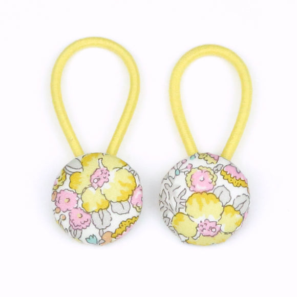 Peony Liberty of London Set of Button Hair Ties In Yellow