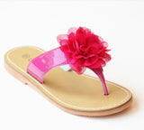 L'Amour Girls Organza Carnation Flower Thong Sandals