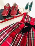 Christmas Red T-Strap Leather Mary Janes by L'Amour at Babychelle.com