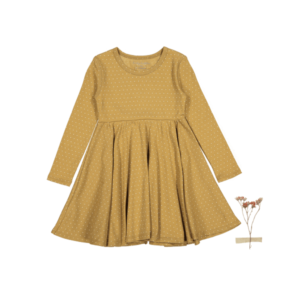 The Printed Long Sleeve Dress - Golden Dot