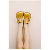 L'Amour Mustard Medallion T-Strap Leather Stitch Down Mary Jane