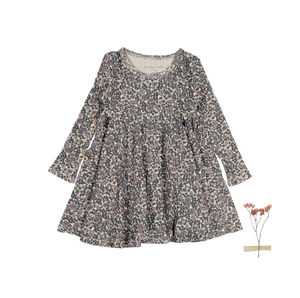 The Printed Long Sleeve Dress - Floral Ribbed