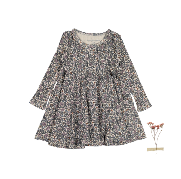 The Printed Long Sleeve Dress - Floral Ribbed
