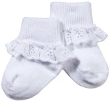 Girls White Eyelet Lace Cuff Ankle Socks - Babychelle.com